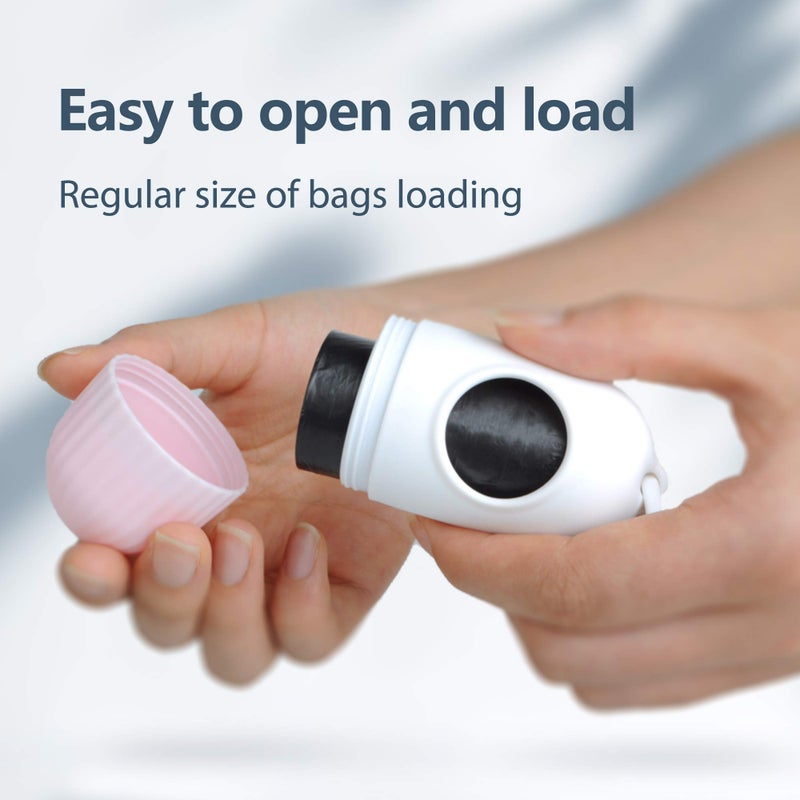 Fida Retractable Dog Leash for Small Breed up to 26 lbs, 16 ft Pet Walking Leash with Dispenser and Poop Bags, Anti-Slip Handle, Reflective Strong Nylon Tape, One-Handed Brake (S, White & Pink) - Image 5